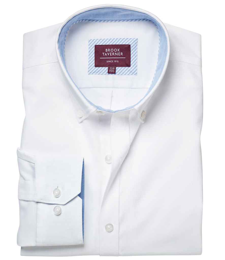 Brook Taverner Lawrence Long Sleeve Stretch Oxford Shirt - White