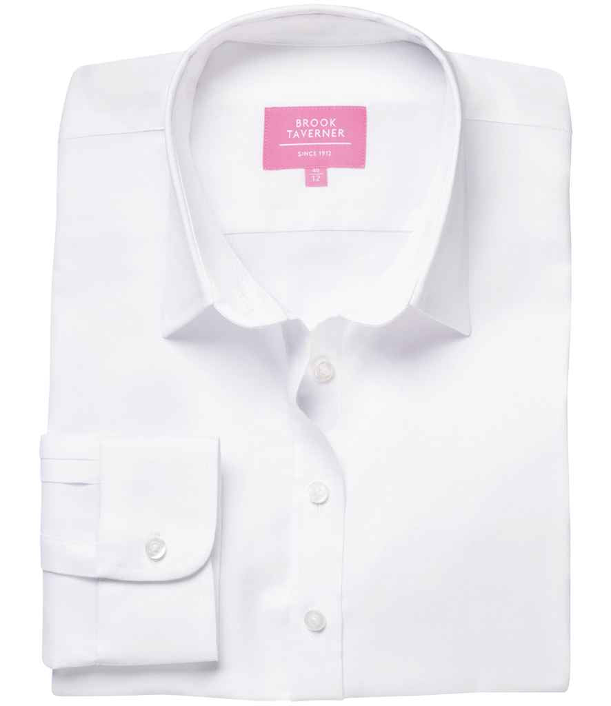 Brook Taverner Ladies Albany Long Sleeve Classic Oxford Shirt - White