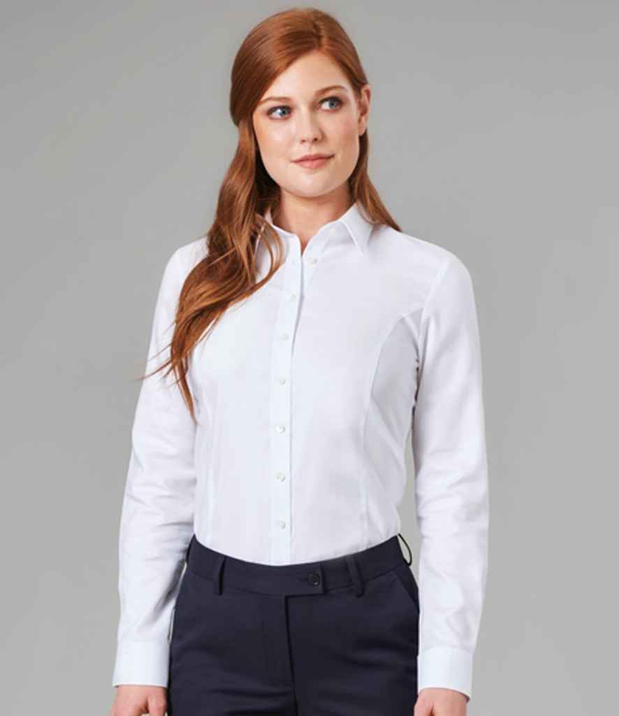 Brook Taverner Ladies Albany Long Sleeve Classic Oxford Shirt - White
