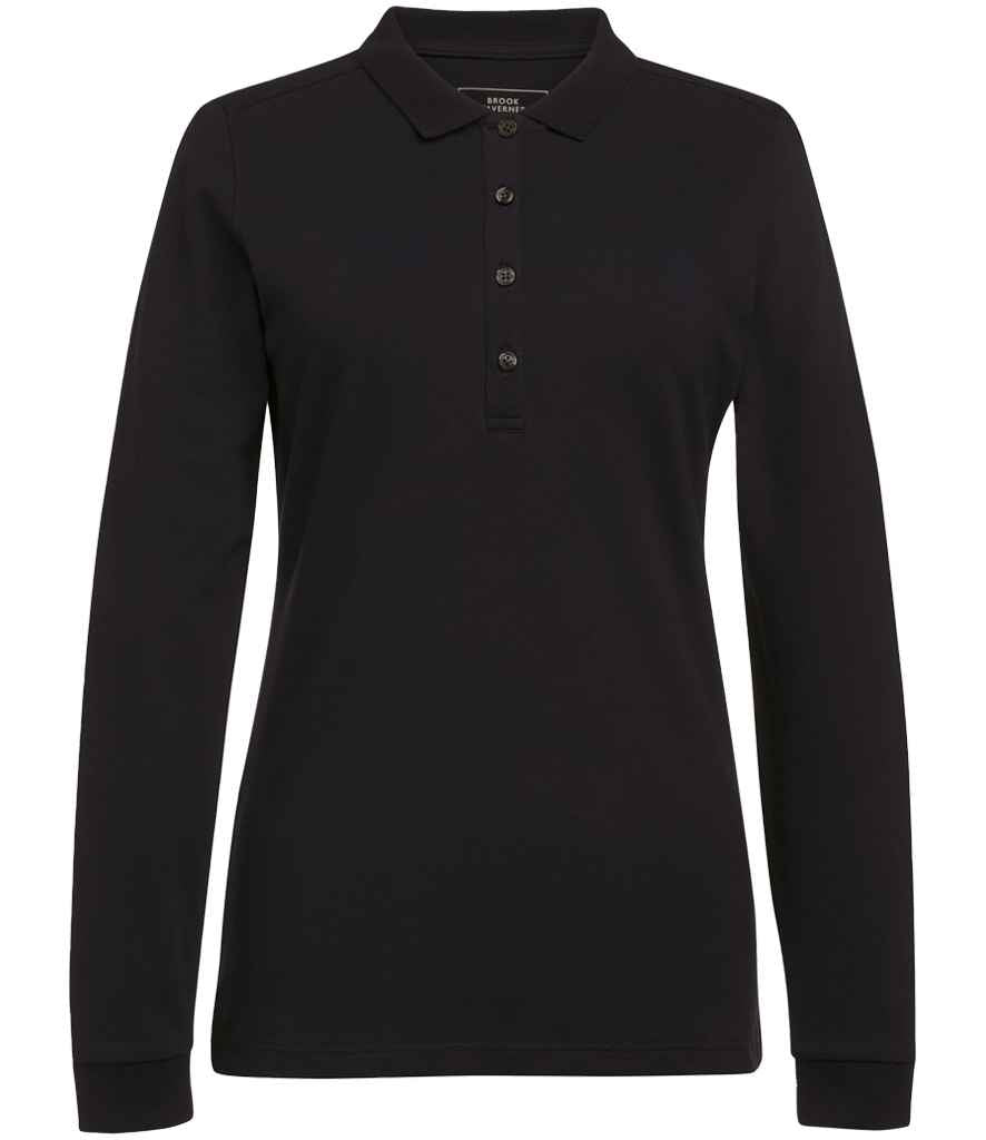 Brook Taverner Ladies Anna Long Sleeve Polo Shirt - Black