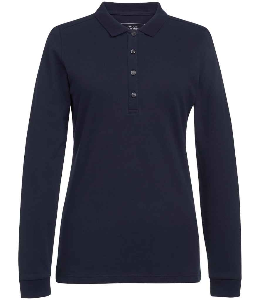 Brook Taverner Ladies Anna Long Sleeve Polo Shirt - Navy