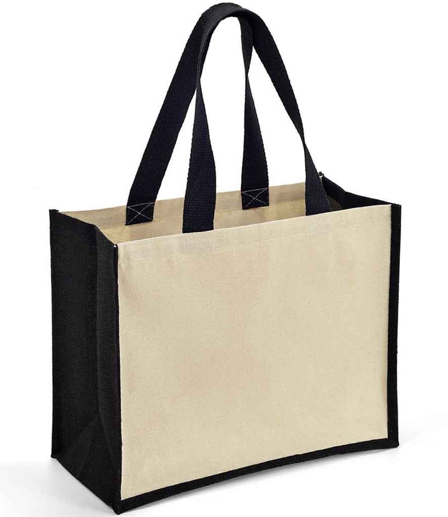 Brand Lab Jute and Canvas Shopper - Natural/Black