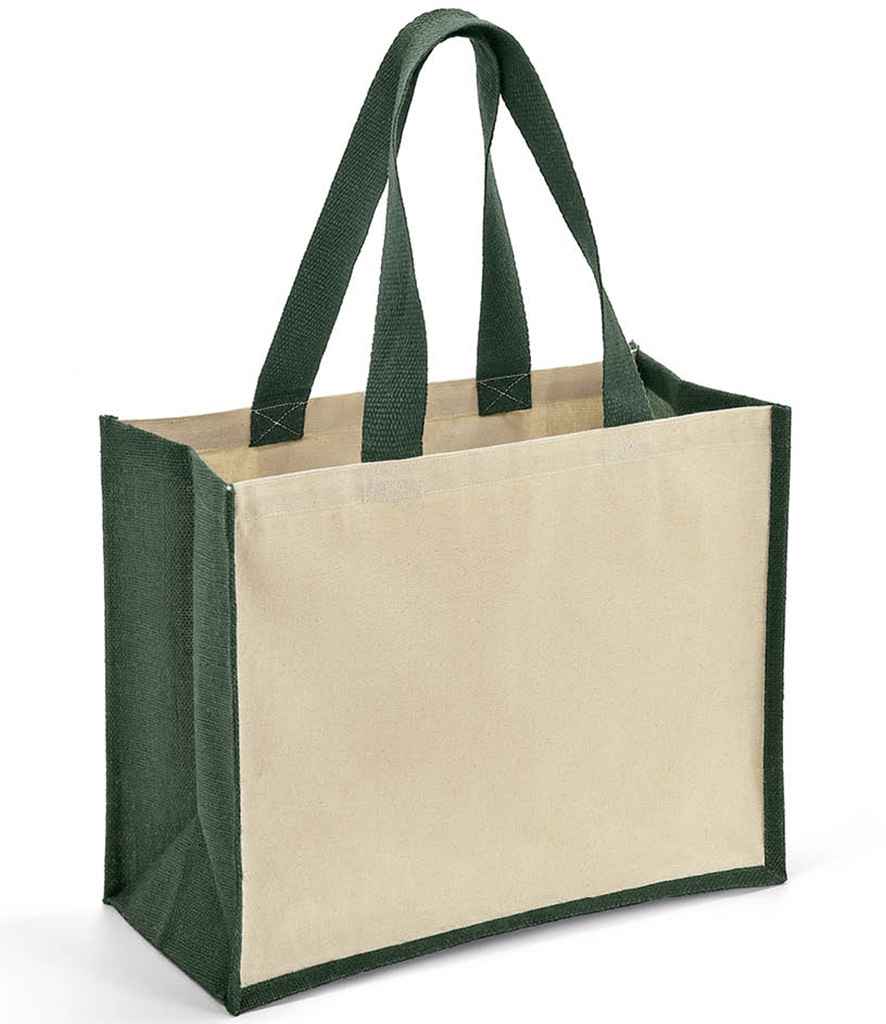 Brand Lab Jute and Canvas Shopper - Natural/Forest Green