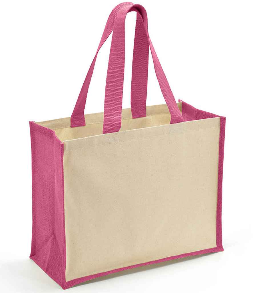 Brand Lab Jute and Canvas Shopper - Natural/Fuchsia
