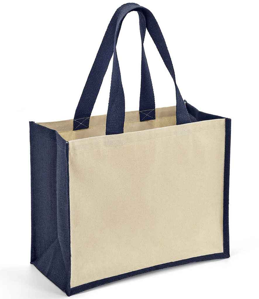 Brand Lab Jute and Canvas Shopper - Natural/Navy
