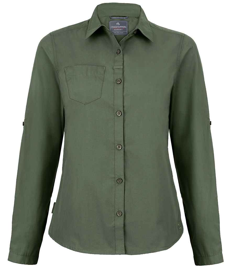 Craghoppers Expert Ladies Kiwi Long Sleeve Shirt - Dark Cedar Green