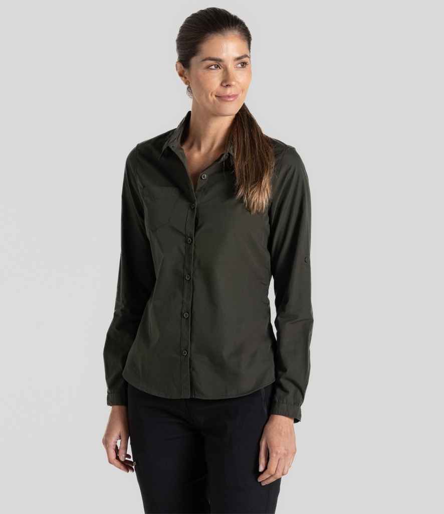 Craghoppers Expert Ladies Kiwi Long Sleeve Shirt - Dark Cedar Green