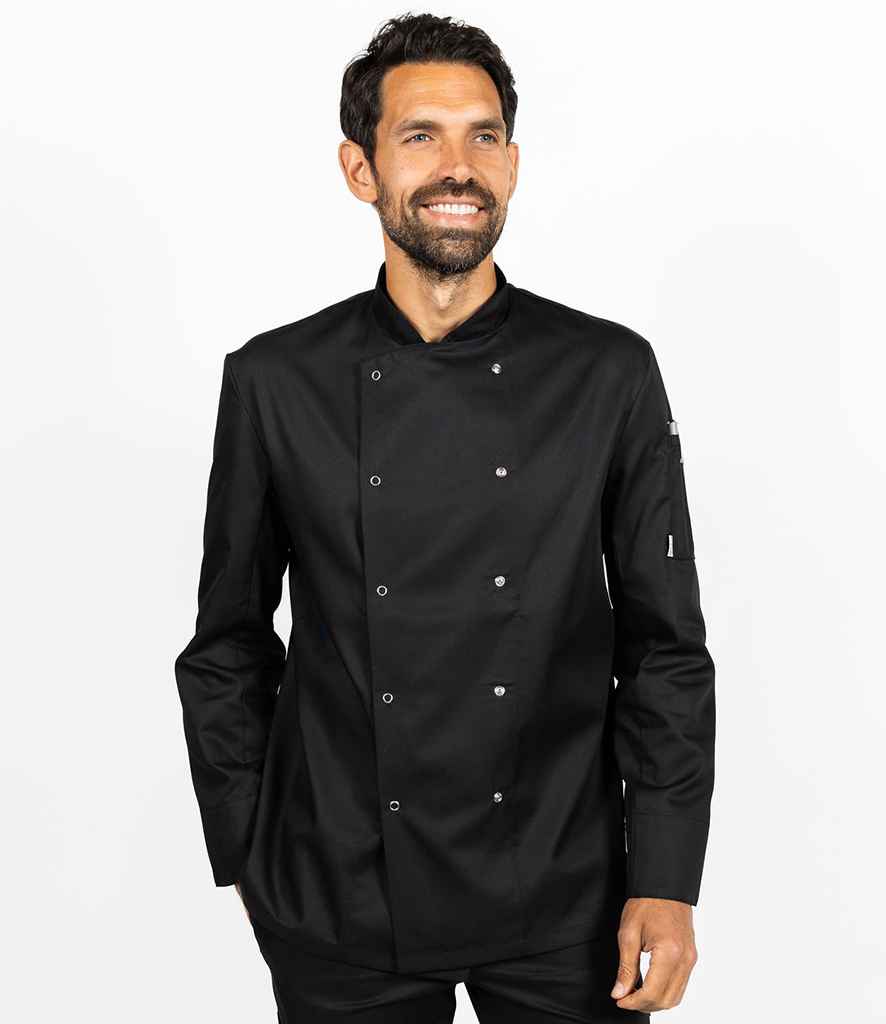 Dennys Long Sleeve Press Stud Chef's Jacket - Black