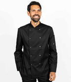Dennys Long Sleeve Press Stud Chef's Jacket - Black
