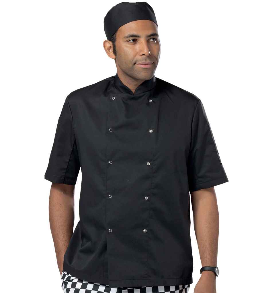 Dennys Short Sleeve Press Stud Chef's Jacket - Black