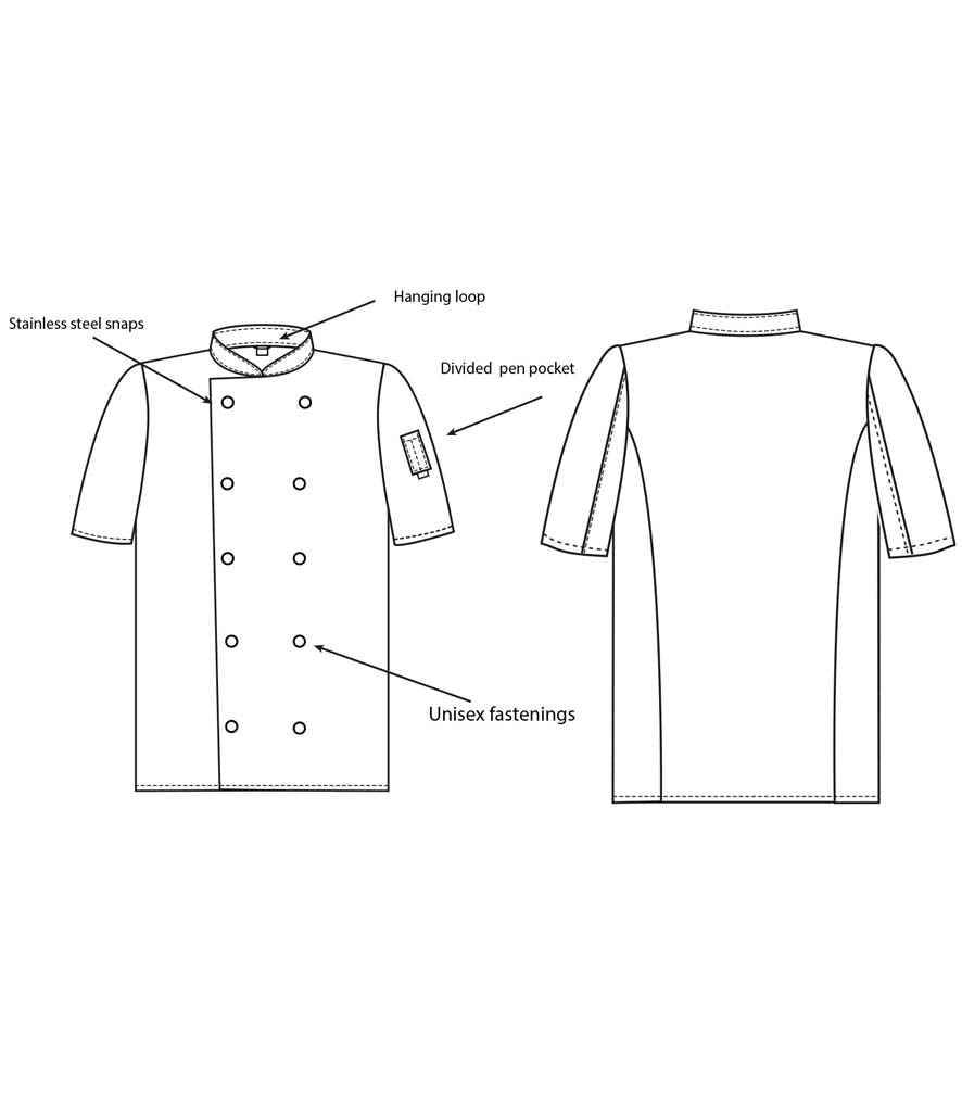Dennys Short Sleeve Press Stud Chef's Jacket - White