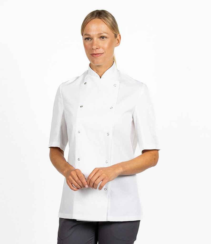 Dennys Short Sleeve Press Stud Chef's Jacket - White