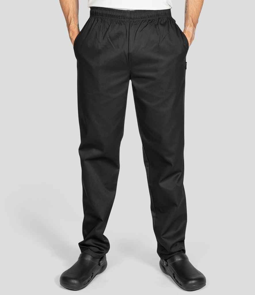 Dennys Unisex Elasticated Chef's Trousers - Black
