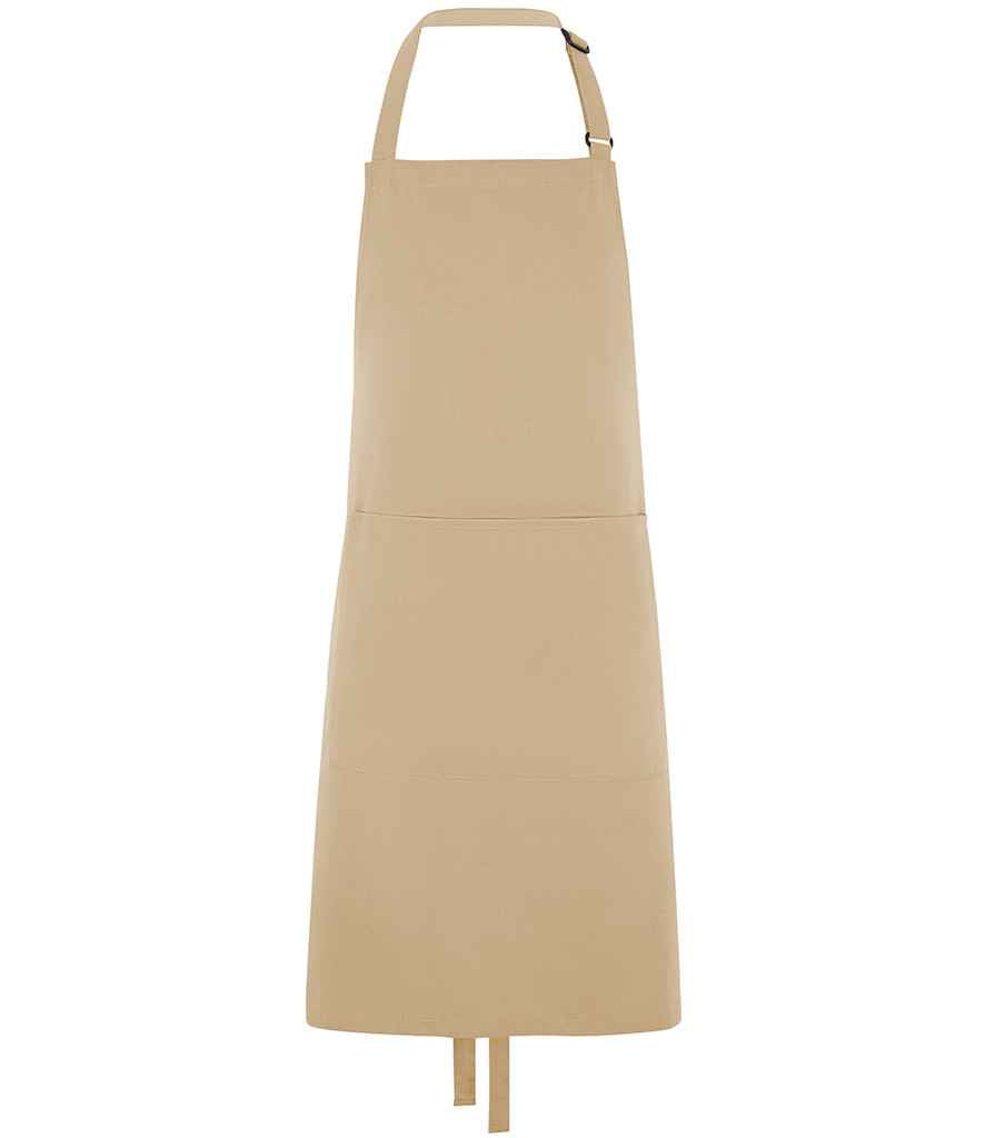 Dennys Polyester Bib Apron with Pocket - Biscuit