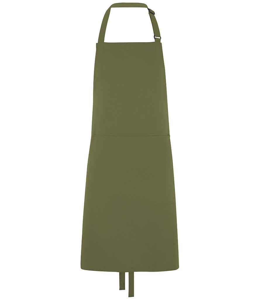 Dennys Polyester Bib Apron with Pocket - Olive Green