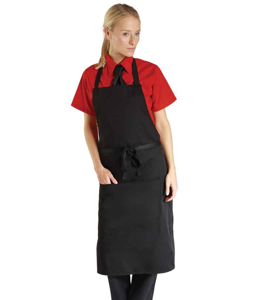 Dennys Bib Apron with Pocket - Black