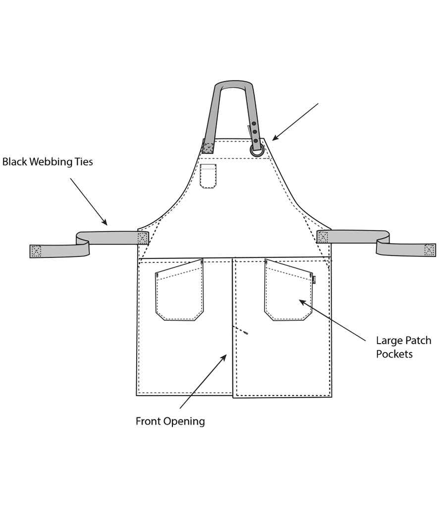 Dennys Canvas Apron with Front Split - Black