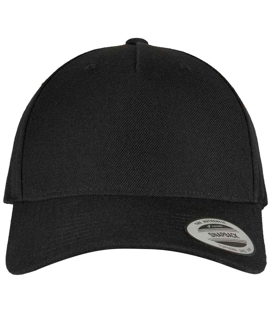 Flexfit 5 Panel Premium Curved Snapback - Black