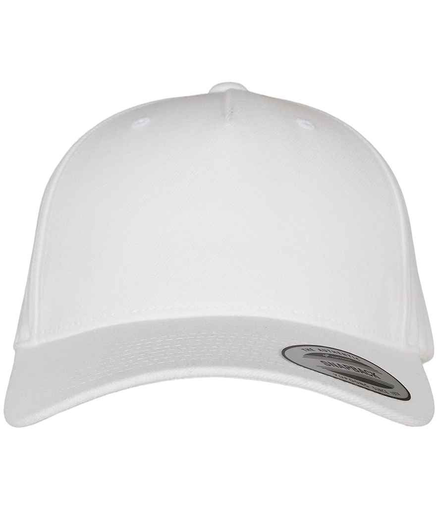Flexfit 5 Panel Premium Curved Snapback - White