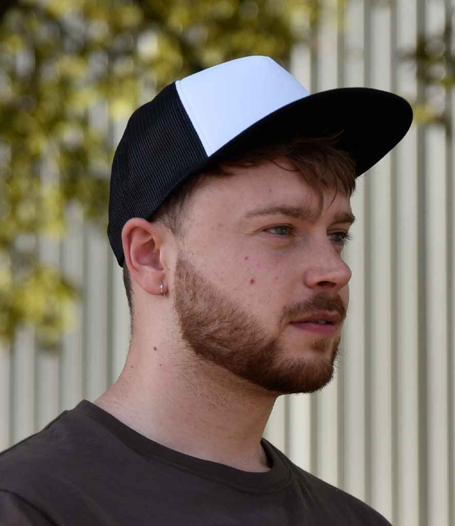 Flexfit Foam Trucker Cap - Black/White/Black