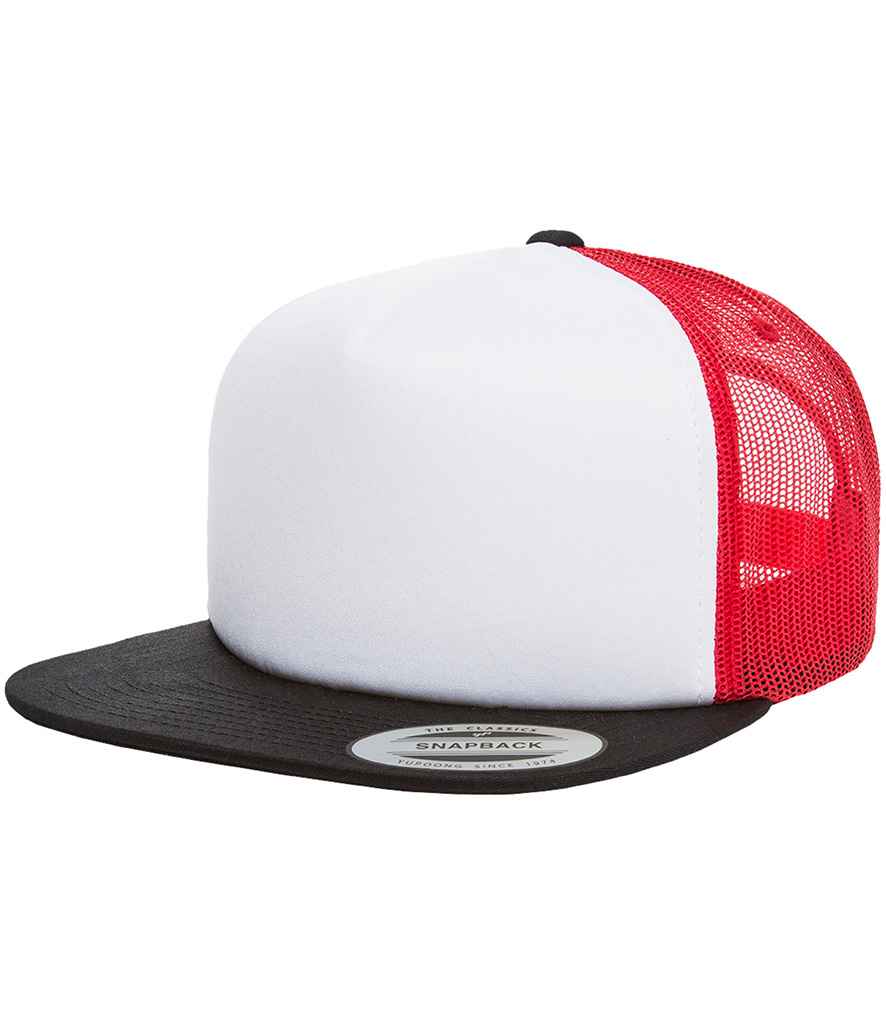 Flexfit Foam Trucker Cap - Black/White/Red