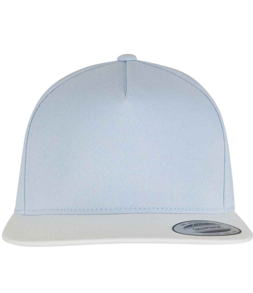Flexfit Classic 5 Panel Snapback Cap - Light Blue/White
