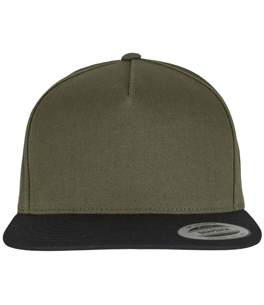 Flexfit Classic 5 Panel Snapback Cap - Olive Green/Black