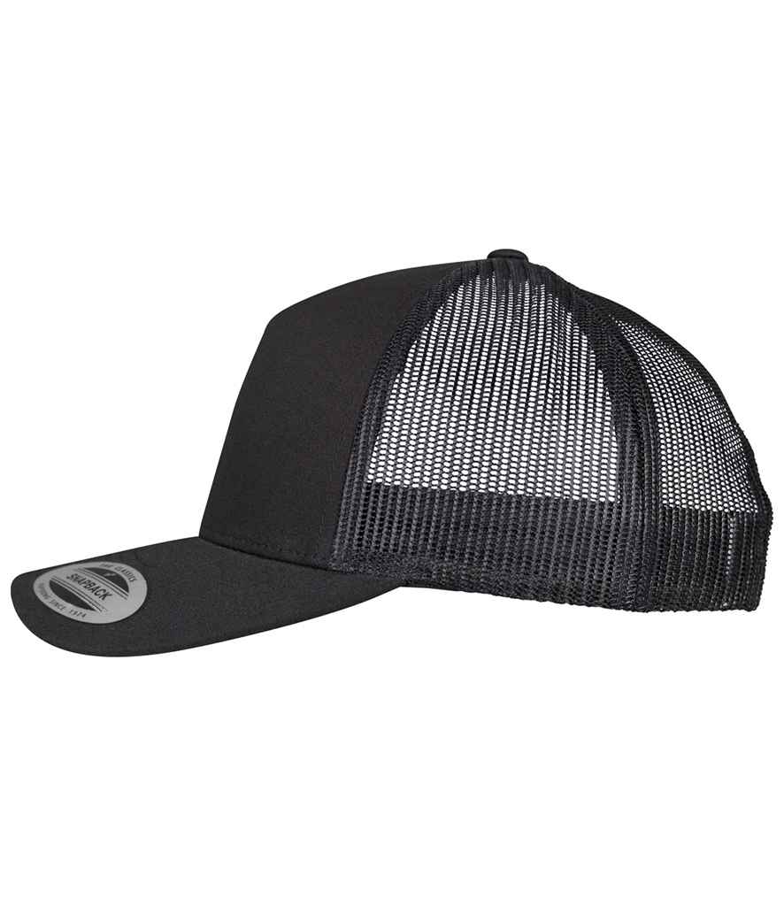 Flexfit 5 Panel Retro Trucker Cap - Black