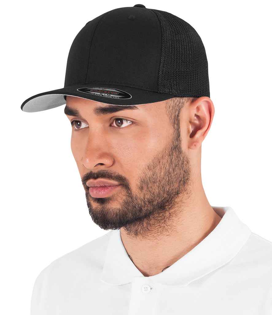 Flexfit Mesh Trucker Cap - Black