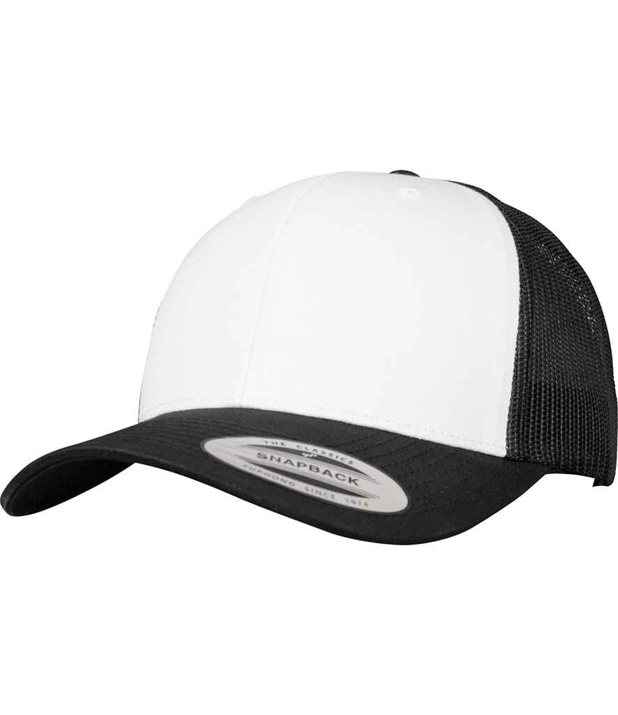 Flexfit Retro Coloured Front Trucker Cap - Black/White