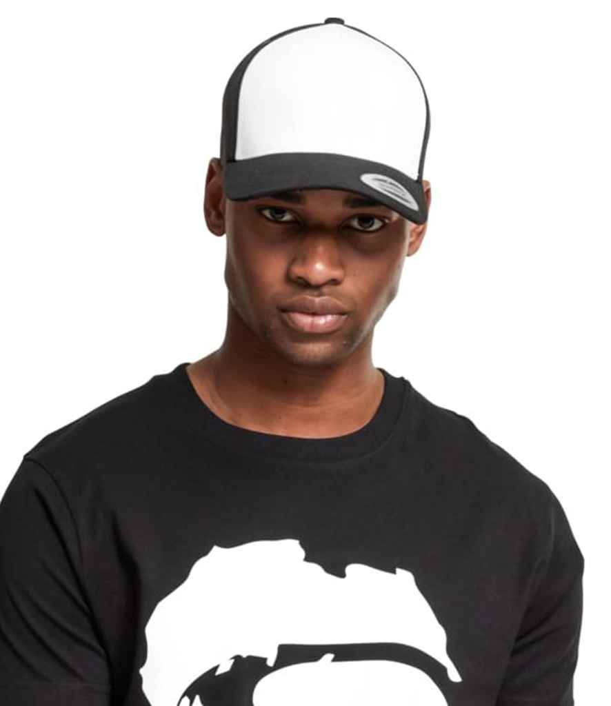 Flexfit Retro Coloured Front Trucker Cap - Black/White