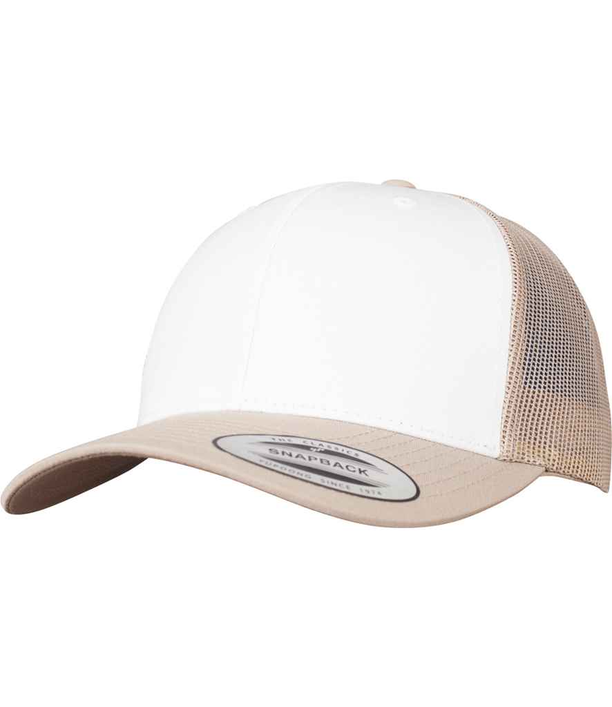 Flexfit Retro Coloured Front Trucker Cap - Khaki/White