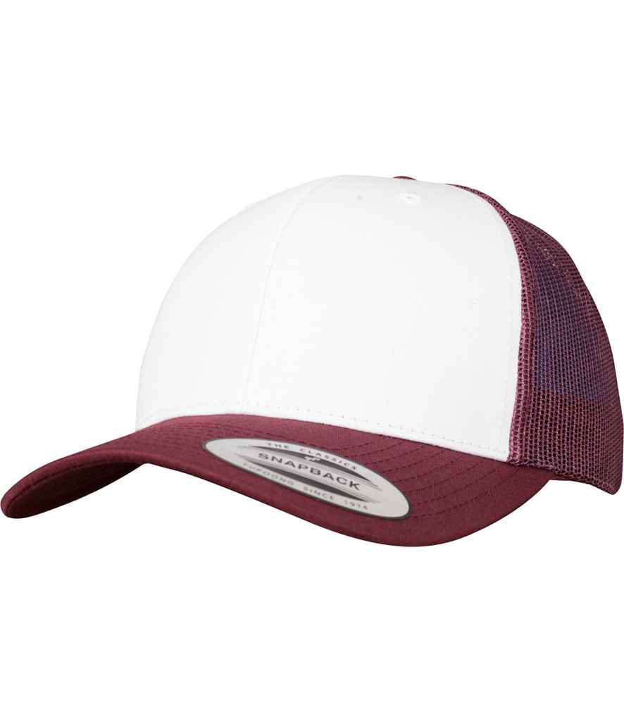 Flexfit Retro Coloured Front Trucker Cap - Maroon/White