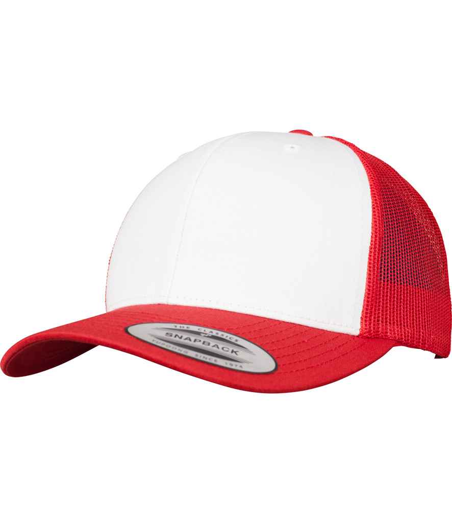 Flexfit Retro Coloured Front Trucker Cap - Red/White