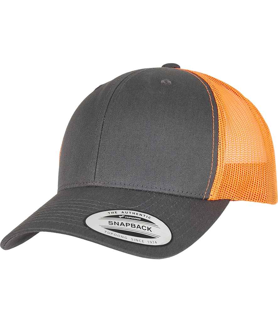 Flexfit Retro Trucker Two Tone Cap - Charcoal/Neon Orange