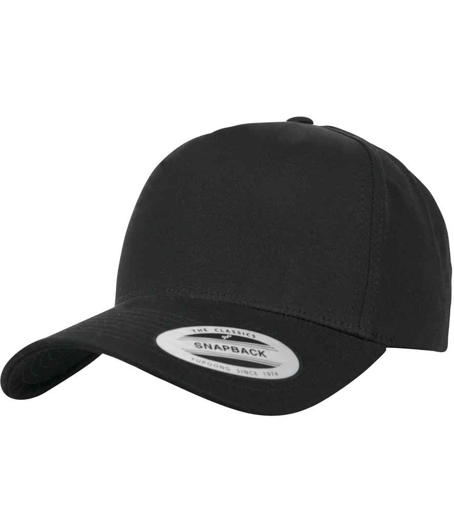 Flexfit 5 Panel Curved Classic Snapback Cap - Black