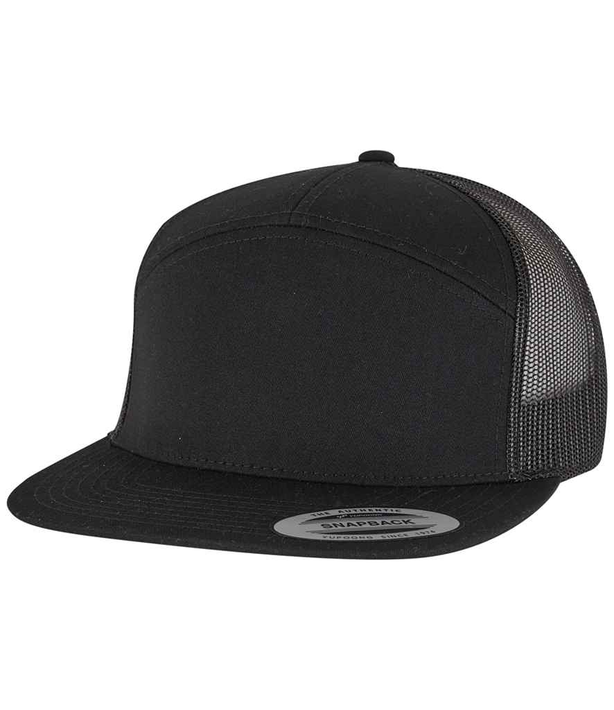 Flexfit 7 Panel Trucker Cap - Black