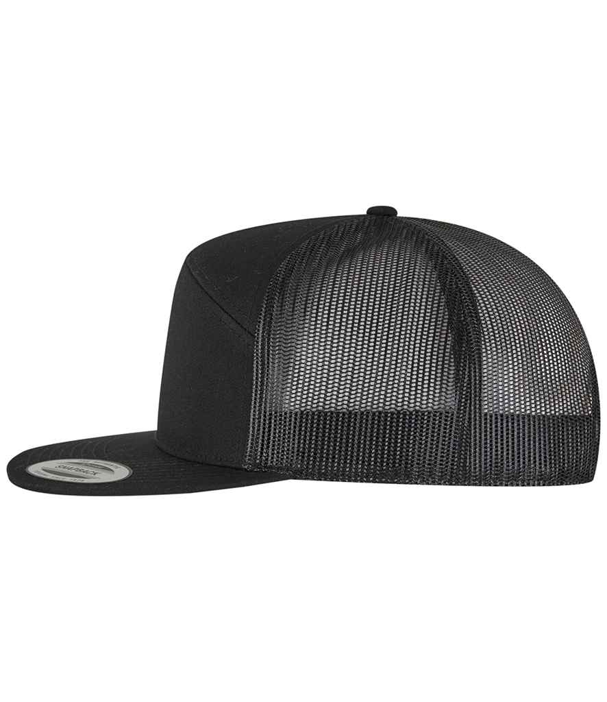 Flexfit 7 Panel Trucker Cap - Black