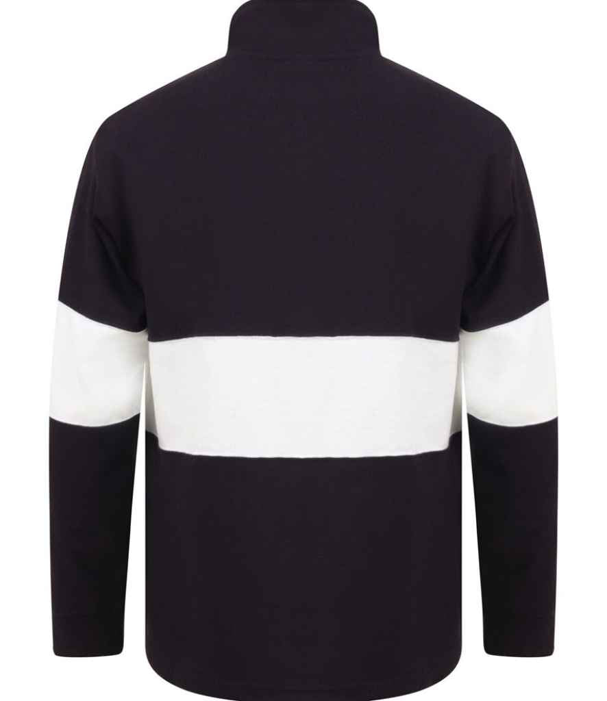 Front Row Panelled 1/4 Zip Neck Top - Navy/White