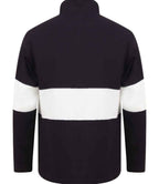 Front Row Panelled 1/4 Zip Neck Top - Navy/White
