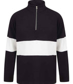 Front Row Panelled 1/4 Zip Neck Top - Navy/White