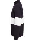Front Row Panelled 1/4 Zip Neck Top - Navy/White