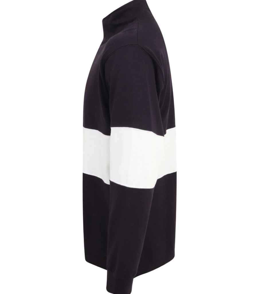 Front Row Panelled 1/4 Zip Neck Top - Navy/White