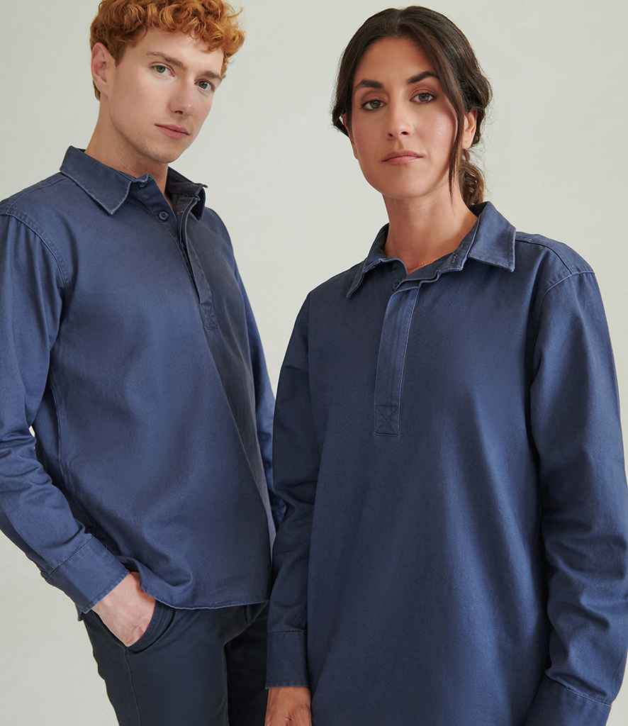 Front Row Pullover Drill Shirt - Washed Navy