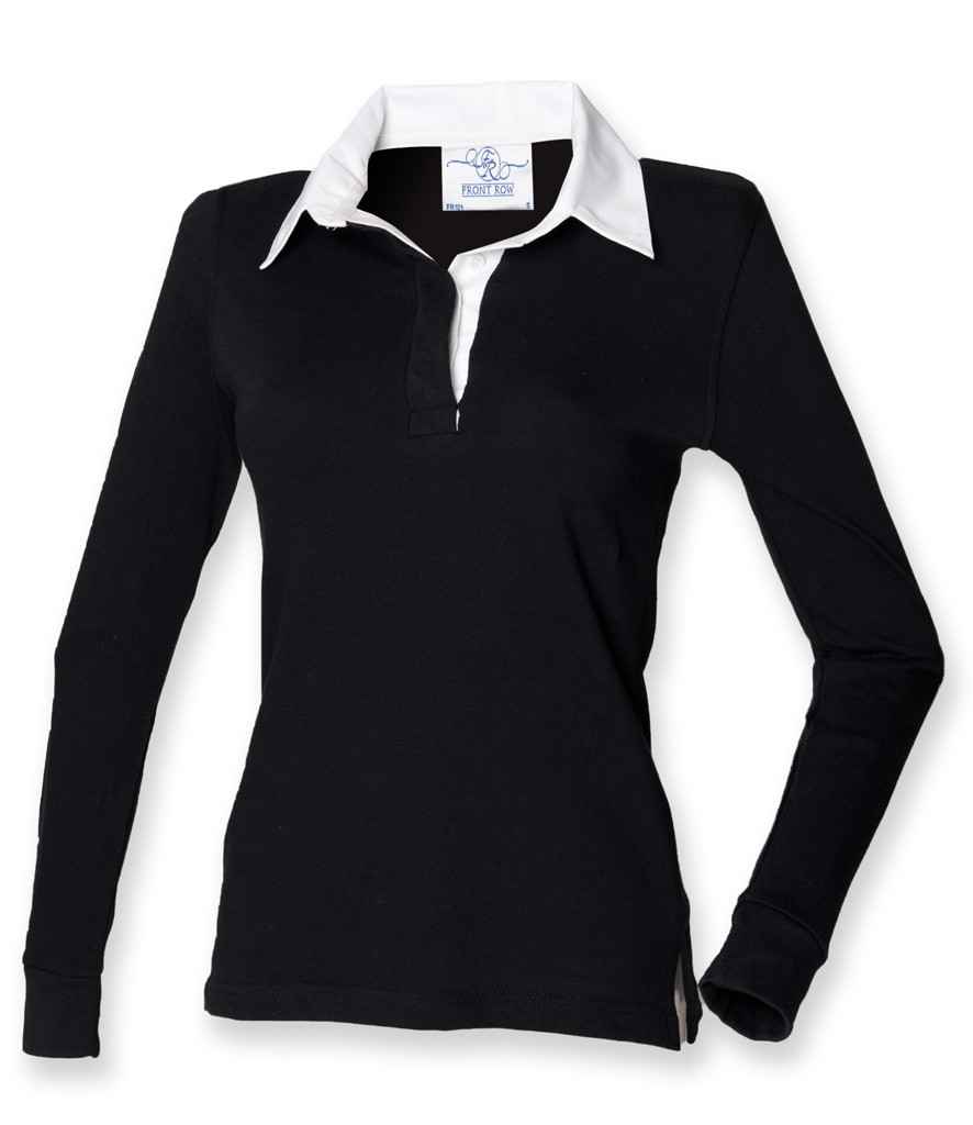Front Row Ladies Classic Rugby Shirt - Black/White