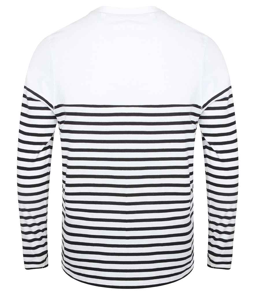 Front Row Unisex Long Sleeve Breton Striped T-Shirt - White/Navy