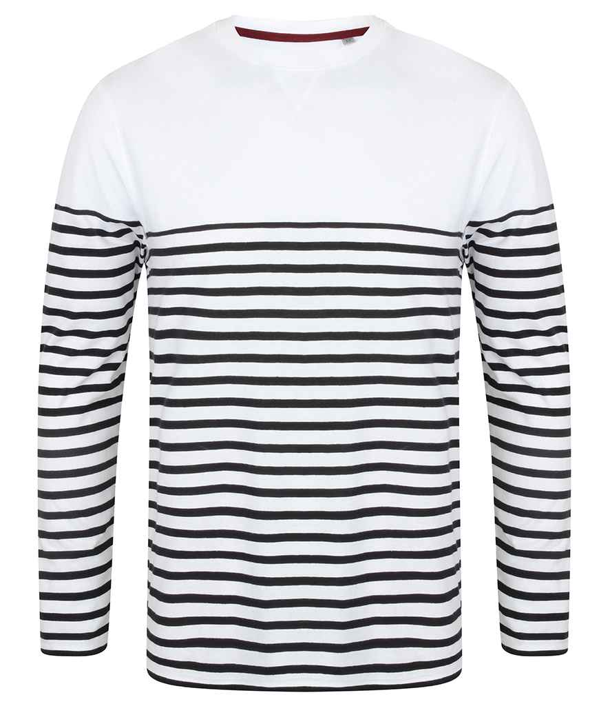 Front Row Unisex Long Sleeve Breton Striped T-Shirt - White/Navy