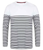 Front Row Unisex Long Sleeve Breton Striped T-Shirt - White/Navy