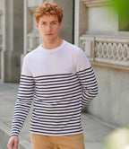 Front Row Unisex Long Sleeve Breton Striped T-Shirt - White/Navy