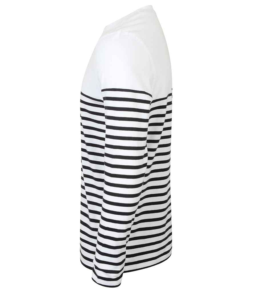 Front Row Unisex Long Sleeve Breton Striped T-Shirt - White/Navy